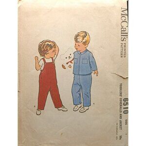 McCalls Printed Pattern 6510 Toddlers Coveralls & Jacket Size 1 Vintage Sewing